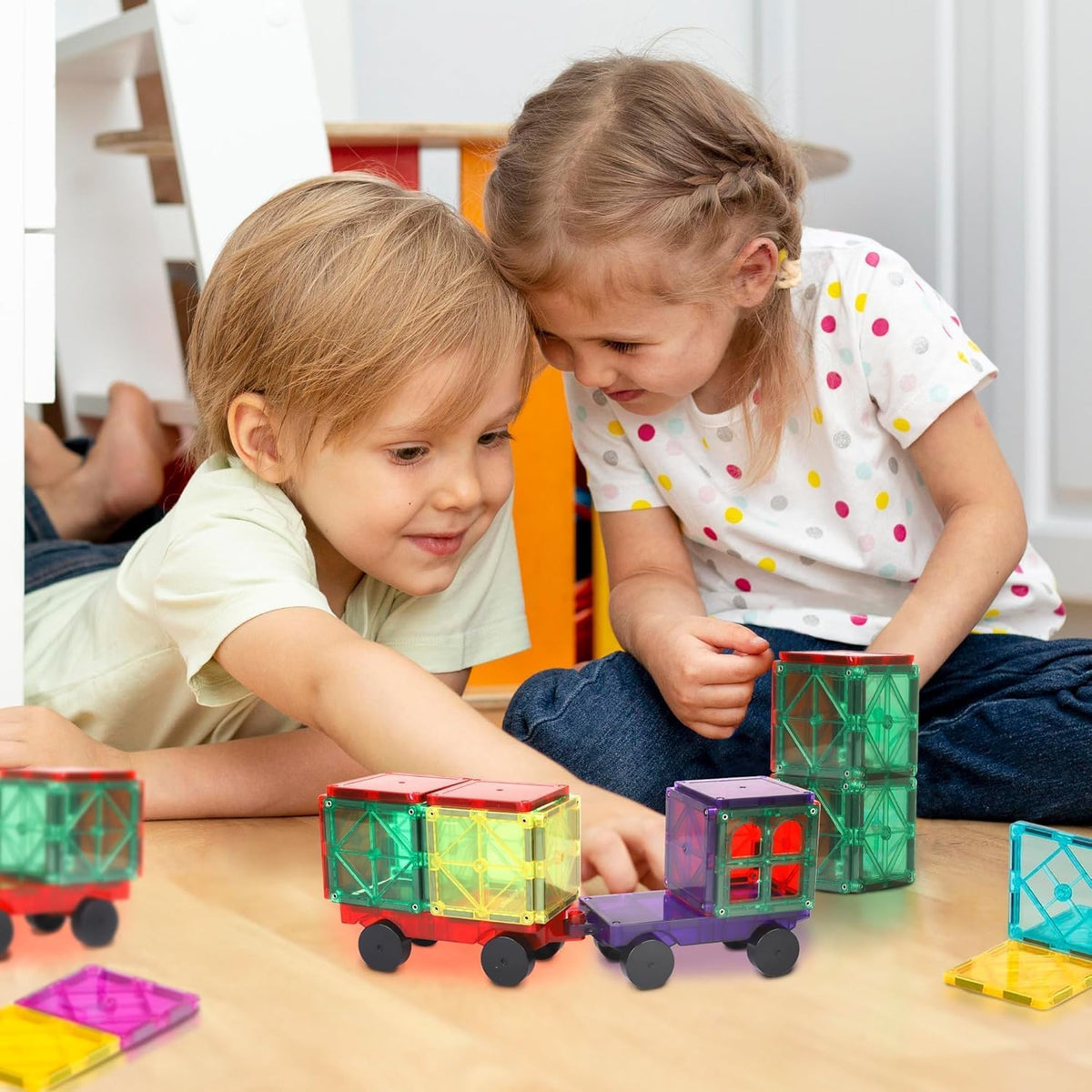Playmags Large Magnetic Figures Community Set of 15 Pieces - 4. Add-On 4-Piece Car Set - image 2
