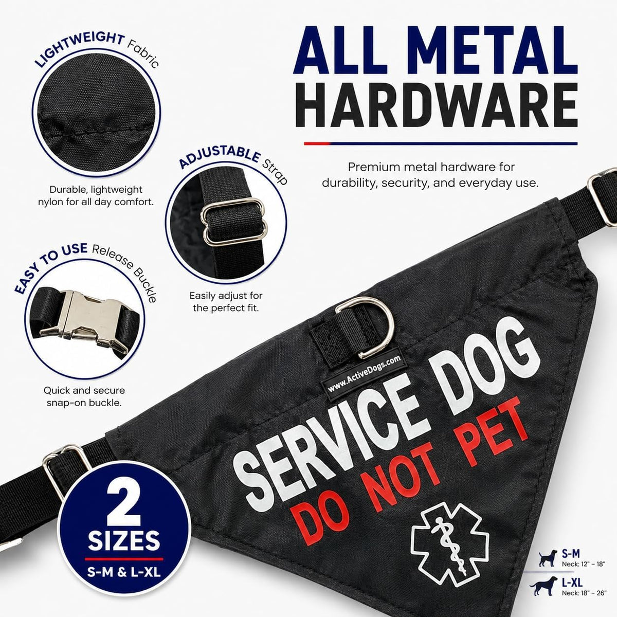 ActiveDogs Service Dog Bandana Collar, Do Not Pet - Sm/Med: 10" - 15" - image 3