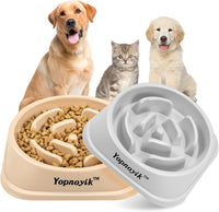 2 Pack Slow Feeder Dog Bowls for Medium Dogs & Cats – Essentials for Dogs - Medium / Grey and Beige