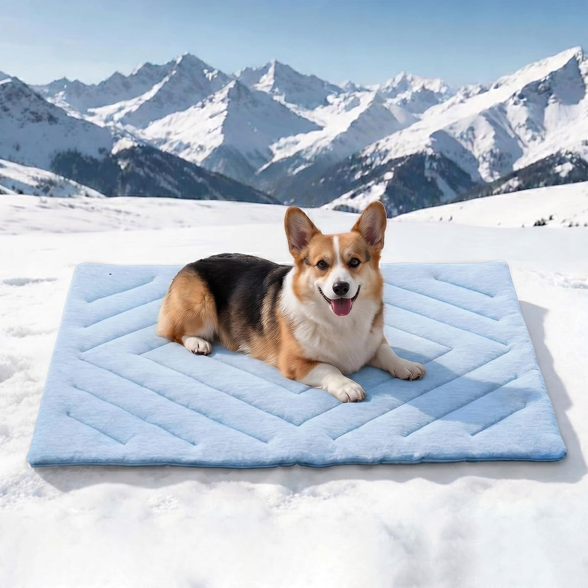 Dog Cooling Mat Self Coolings Foldable Cooling Pad for Dog in Summer - Rectangle,Blue / Large-48"L x 28"W