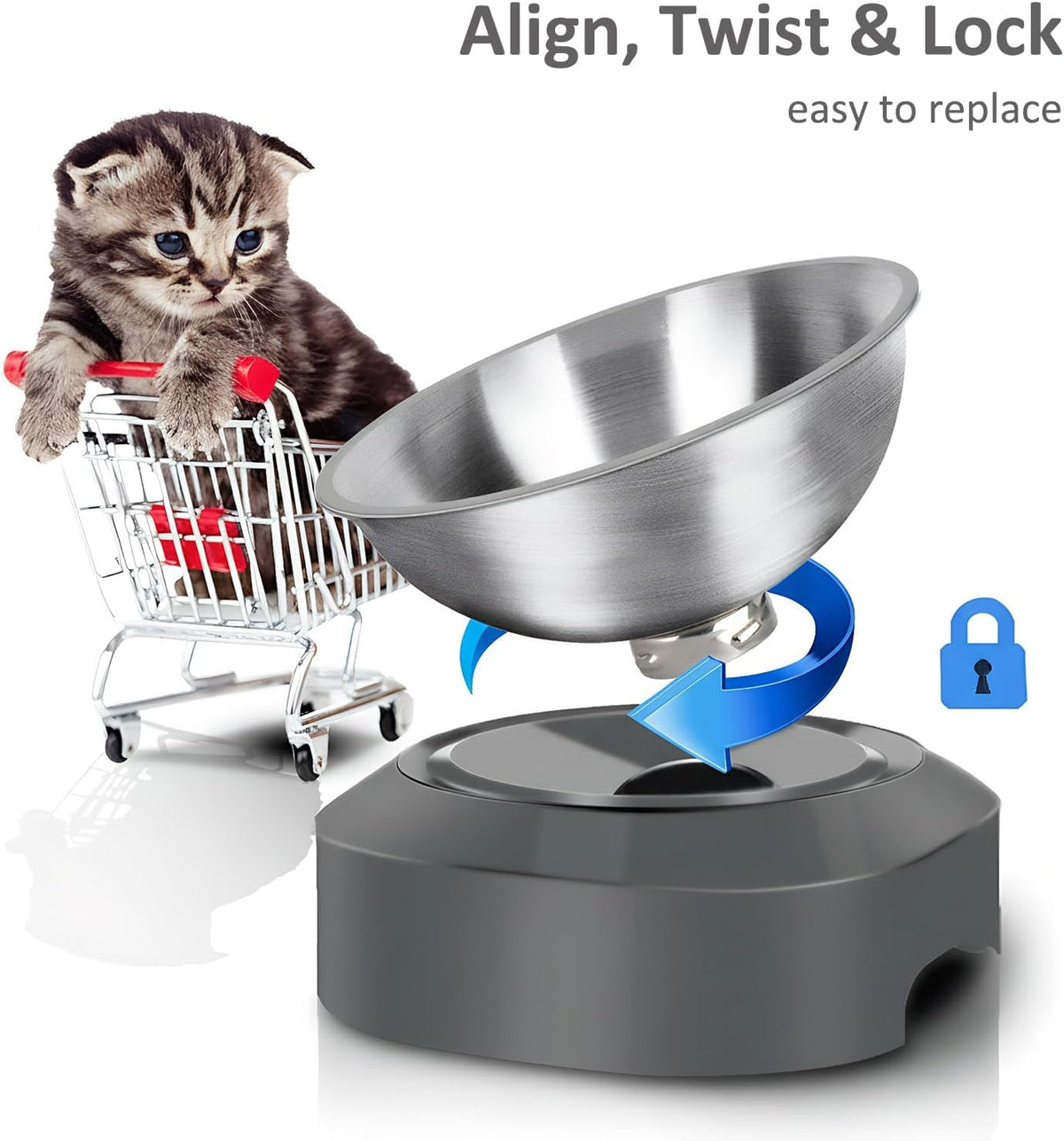 AYADA Raised Cat Food Bowl Stainless Steel 15 Degree Tilt – Essentials for Cats - Replacement - image 2