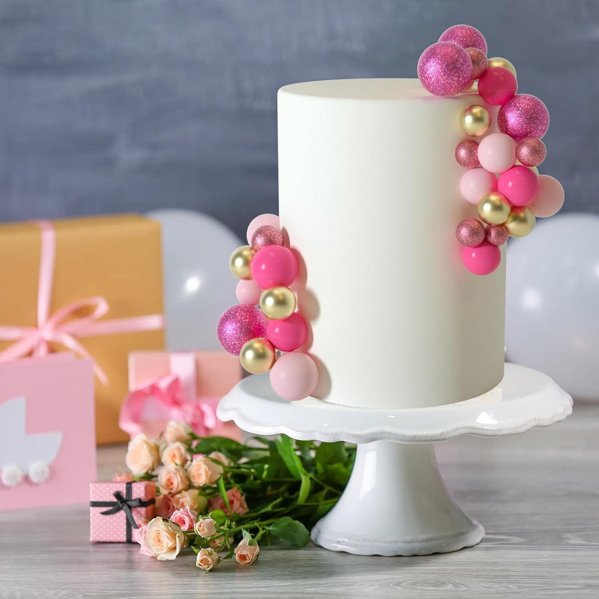 ASTARON 50 Pcs Ball Cake Topper Sticks Mini Balloons for Cake - Pink Series - image 4