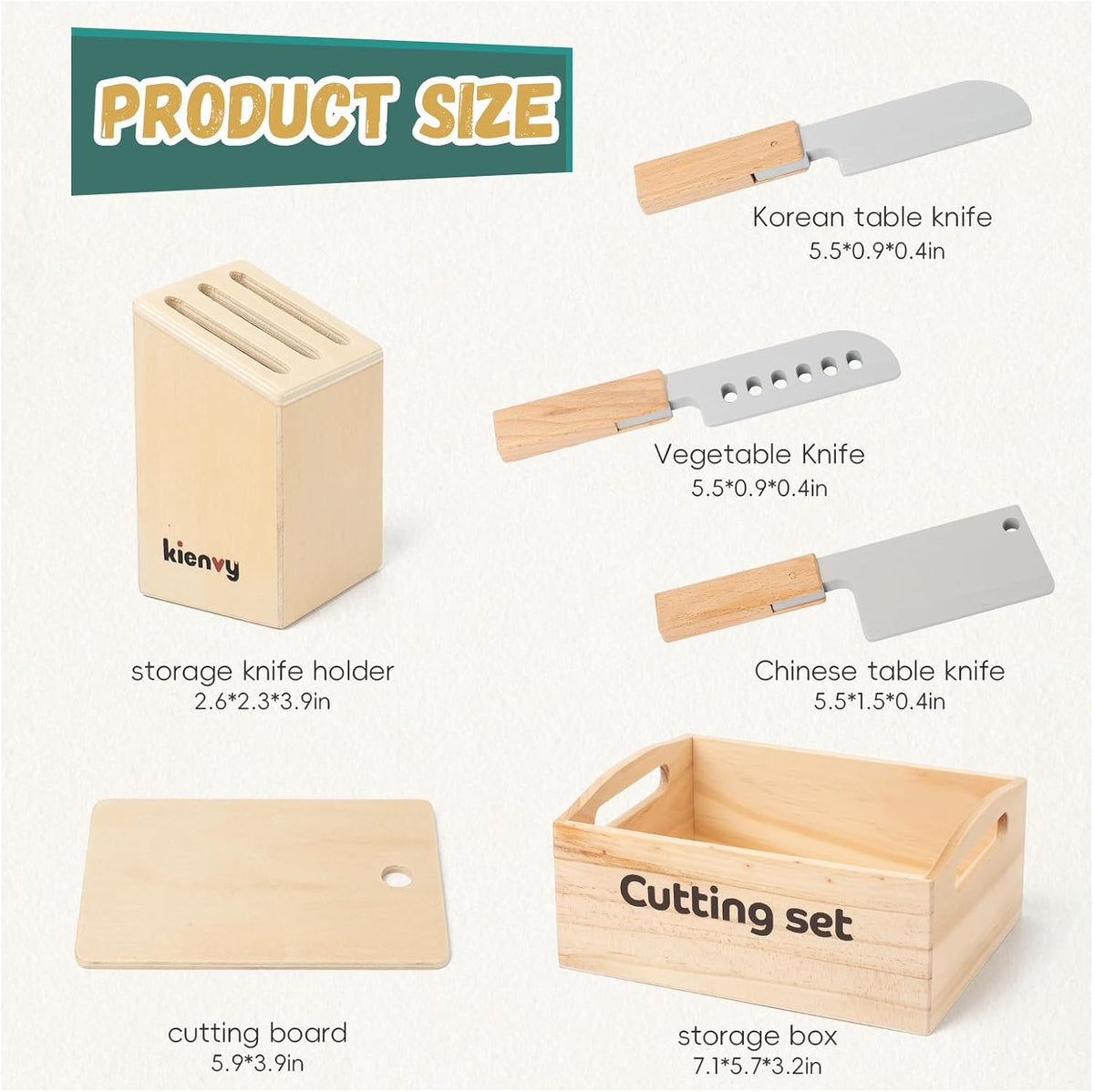 kienvy 10-piece wooden meat and fish play food set with storage box - view 7