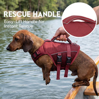 ASENKU Dog Life Jacket, High Floatation Dog Swimming Vest with Rescue Handles for Small Medium - X-large / Wine Red - image 3