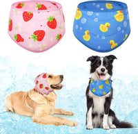 KOOLTAIL Dog Cooling Bandana - Strawberries+Duck / Neck Girth(12-20in)