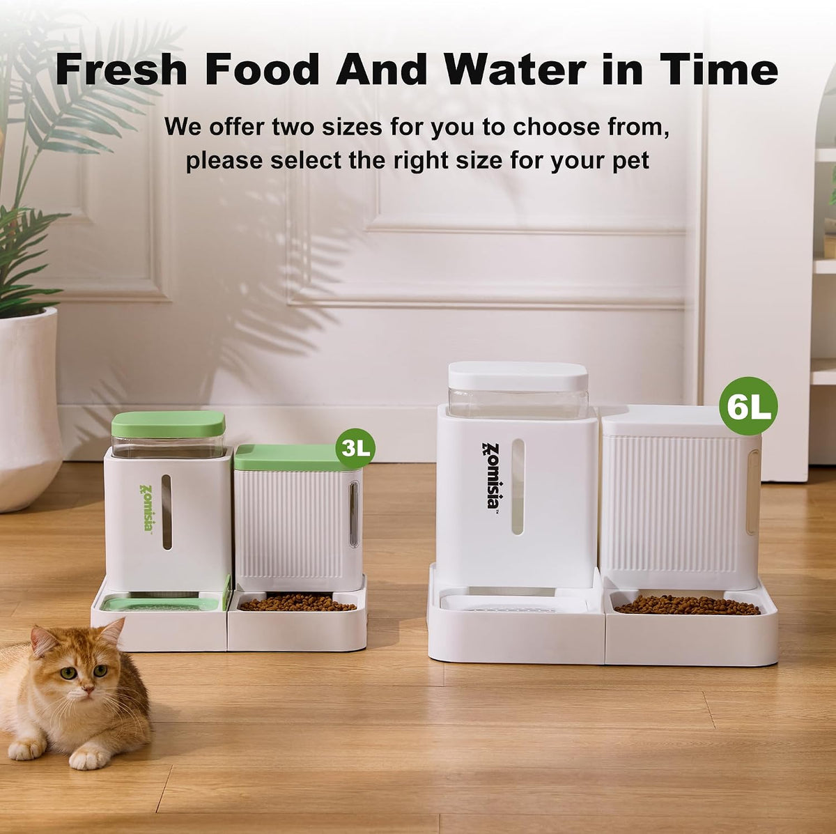 Automatic Cat Feeder, Gravity Cat Food Dispenser - 0.8 Gallon x 2 / Black - image 2