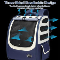 Dog Backpack, Ventilated Pet Hiking Backpack Travel Bag, Airline Approved Cat Backpack for Travel, Hiking, Outdoor Use(Blue)