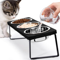 Elevated Cat Food Bowl for Indoor Cats - 3 Bowls / Black