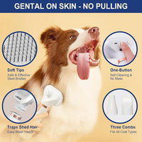 3-in-1 Pet Hair Dryer Brush for Dogs & Cats Portable, Dog Hair Blower & Slicker Brush Adjustable Temp (Low/Middle/High), Overheat Protection