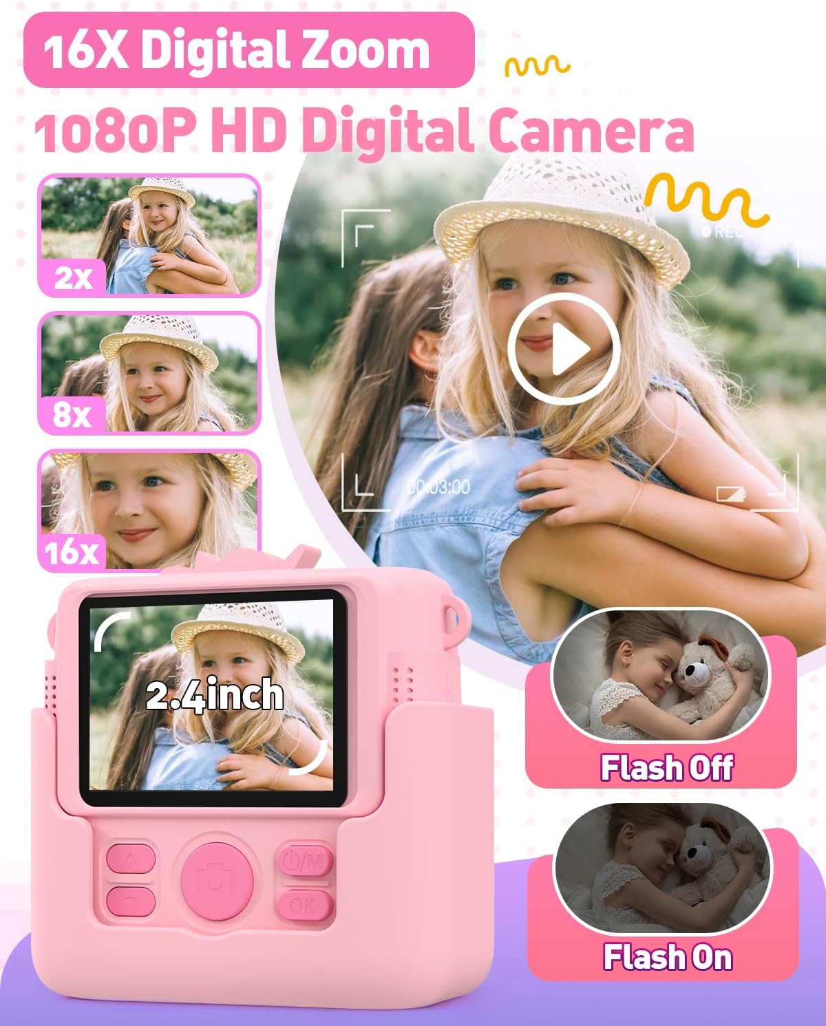 Kids Camera Instant Print - Pink - image 4