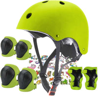 FOOKCIAN Kids Helmet,Toddler Skateboard Helmets for Ages 2-3-5-8-14 Years Boys Girls with Knee - Green / Small: 18.9"-21.3" / 3-8 year
