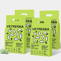 VETRESKA Tofu Cat Litter, Natural Kitty Litter Strong Clumping Flushable Cat Litter Pellets Ultra Absorbent, Odor Control, Dust-Free, Low Tracking Eco-Friendly Tofu Litter, Greentea(5.5lb×4bags)