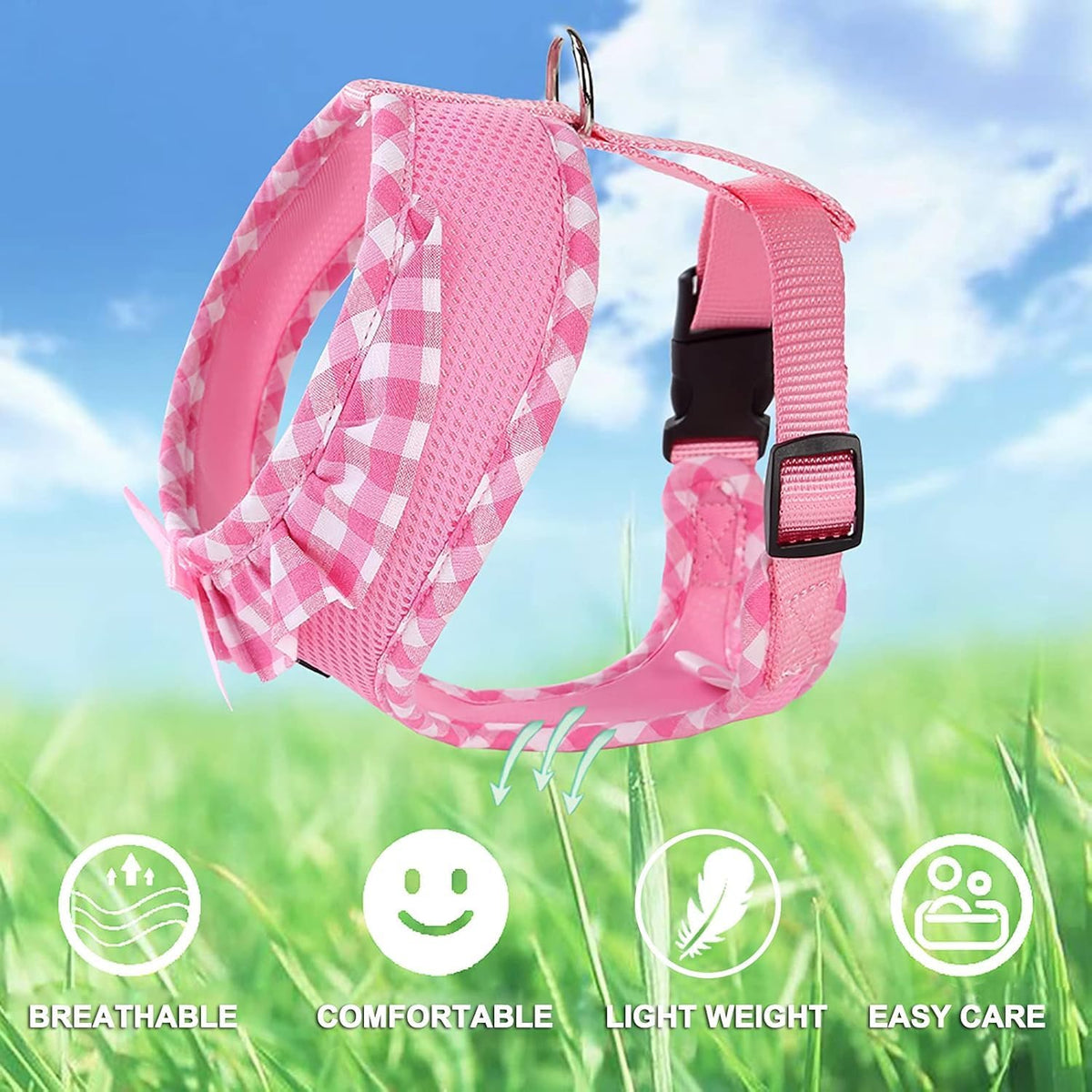 SuperBuddy Upgraded Soft Mesh Dog Harness - XS (Neck Girth 8.6"; Chest Girth: 11"-14") / Pink and Purple Set - image 2