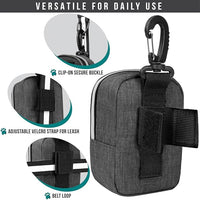 PetAmi Dog Poop Bag Holder for Leash, Dog Pet Waste Bag Dispenser For Poop With Clip, Doggy Puppy Walking Accessories Travel Camping, Dog Treat Pouch Supplies Must Have With Dog Bag Roll, Dark Gray
