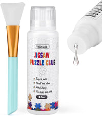 YAKAMOZ Jigsaw Puzzle Glue Clear with Sponge Head & Silicone Brush - 120ml
