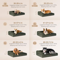 EHEYCIGA Orthopedic Dog Bed Medium Size, Memory Foam Dog Bed - Dark Green / 44.0"L x 32.0"W x 6.5"Th - image 2
