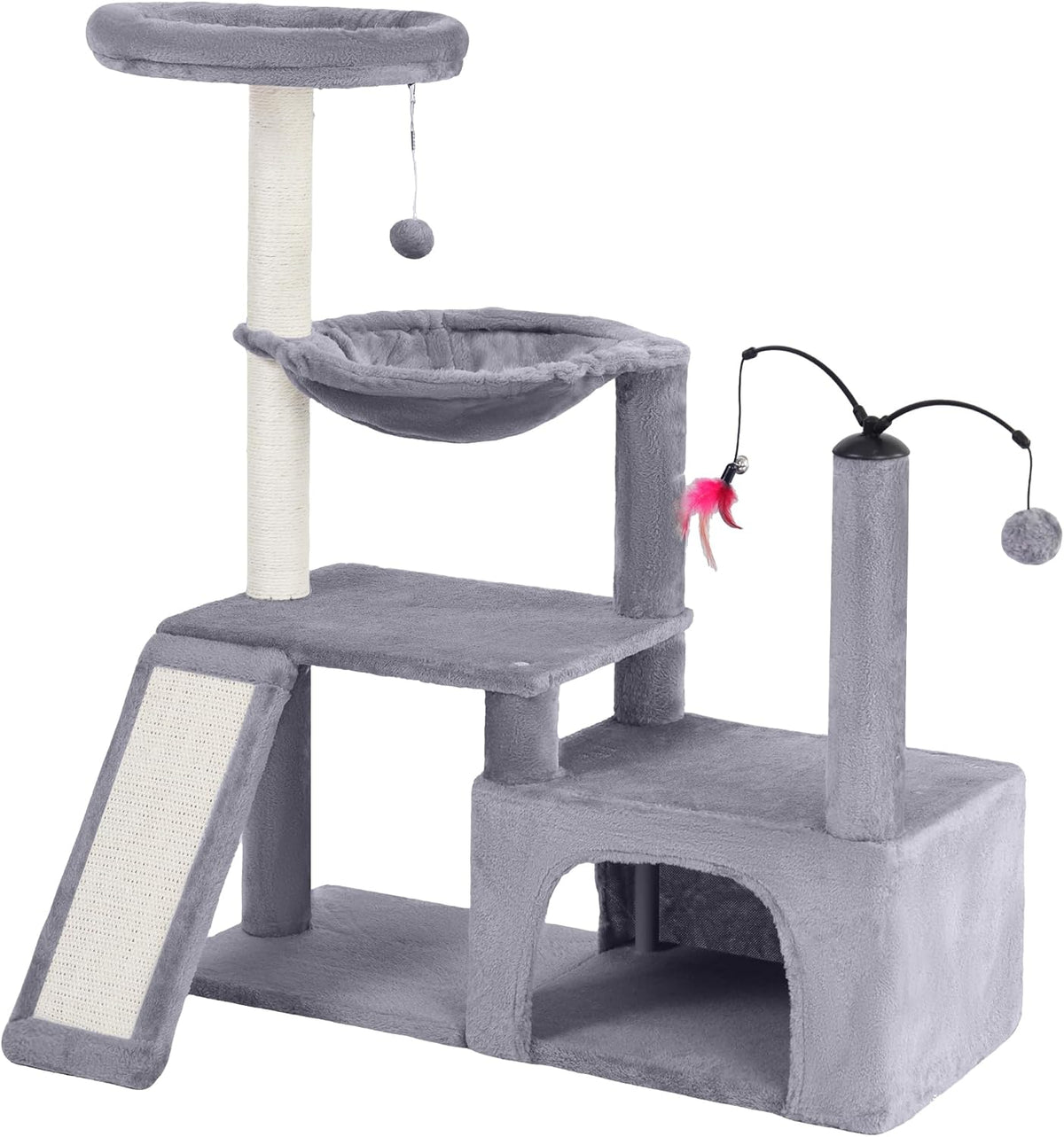YUNIQUE Cat Tree with Cat Condo and Big Hammock, Grey – Essentials for Cats - 288 Grey