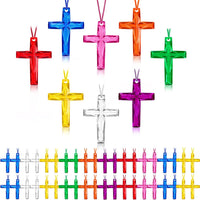 104 Pack Crystal Cross Necklaces Bulk, VBS Prizes - Multicolor