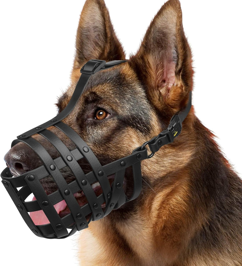 Humane Basket Dog Muzzle for Medium Large Dogs Anti Biting Eating – Essentials for Dogs - Black / M [Snout Cir:10-10.75"]