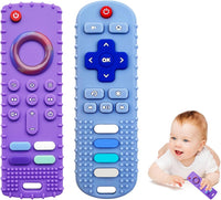2-Pack Silicone Baby Teething Toys - New-F Purple+R Blue