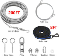 XiaZ Dog Tie Out Cable, Pet Lead for Yard, Camping, Outdoor - 200ft for 1 dog / Silver - image 2
