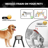 SHAINFUN Adjustable Metal Raised Stand for Large & XL Breeds - Black-FM / Height: 11", Width: 7-10.6" - image 2