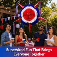 Mexican Piñata, Christmas Pinata - Red, White, Blue 52" - image 3