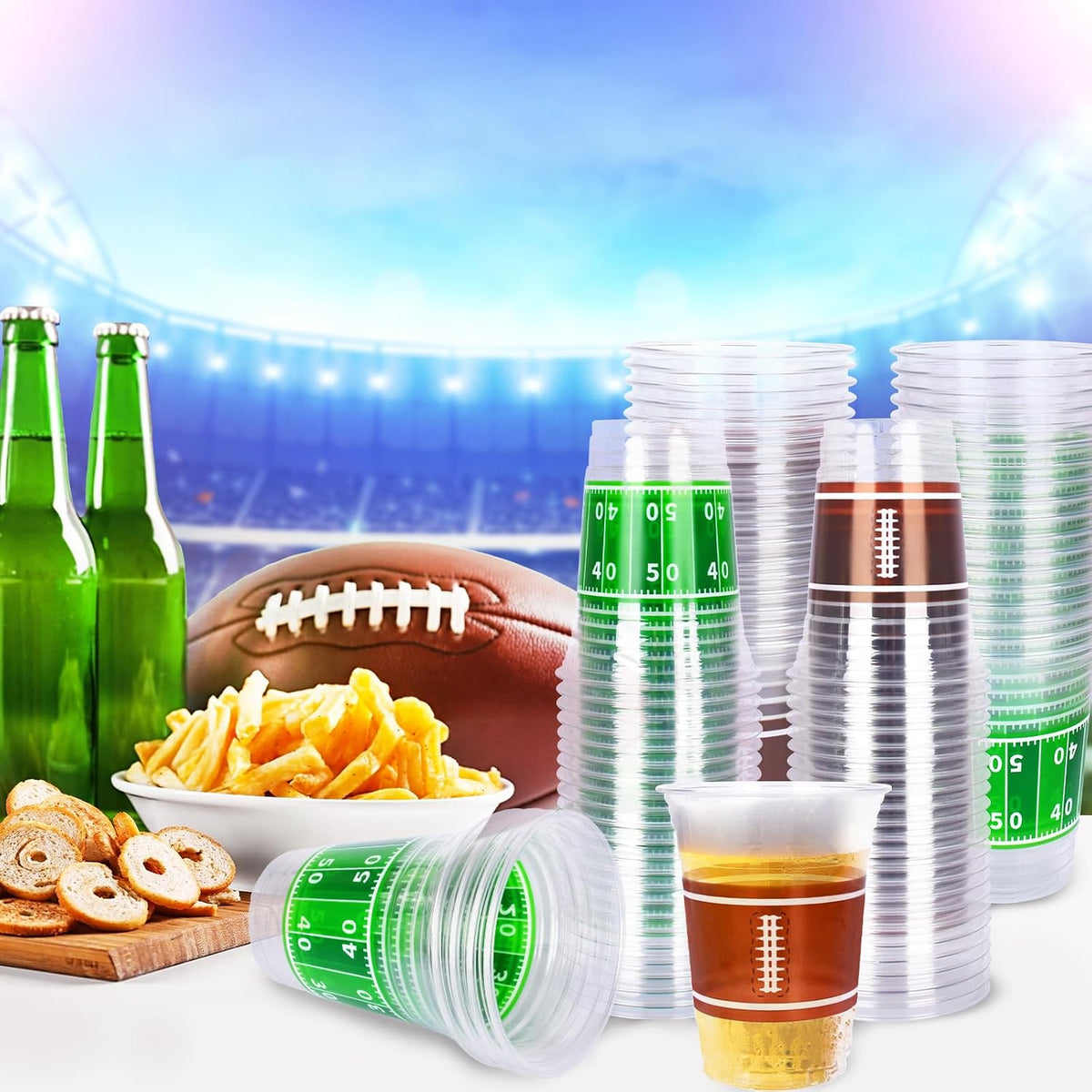 Gatherfun 100 Pcs 16oz Football Plastic Cups - football 50 PACK - image 3