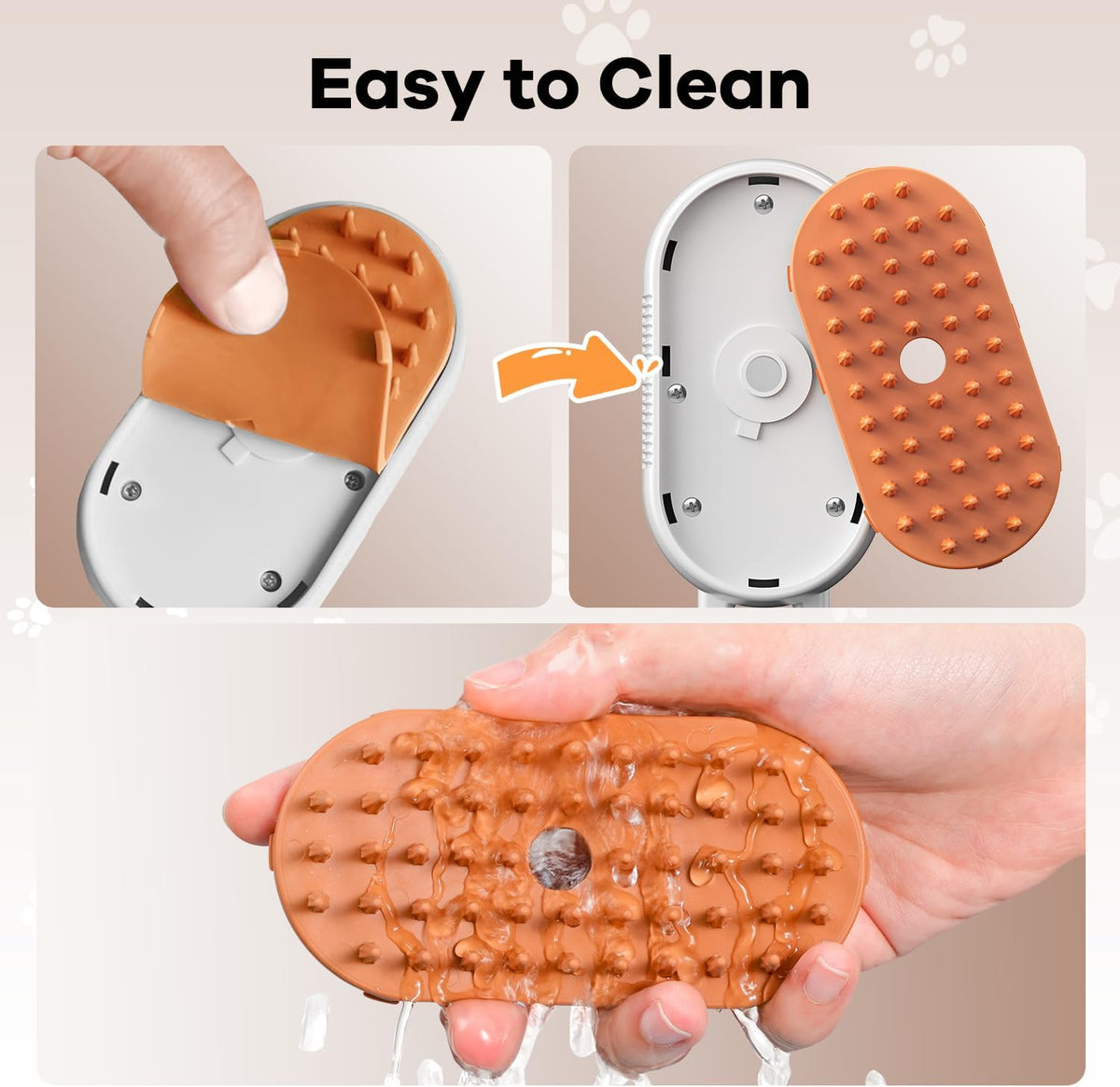 Cat Steam Brush for Cats and Dogs, Foldable Handle, White - image 4