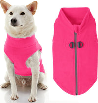 Gooby Zip-Up Fleece Dog Sweater - Medium chest (~17.5") / Pink