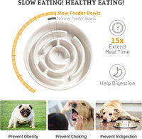Ceramic Slow Feeder Dog Bowl - White - image 4