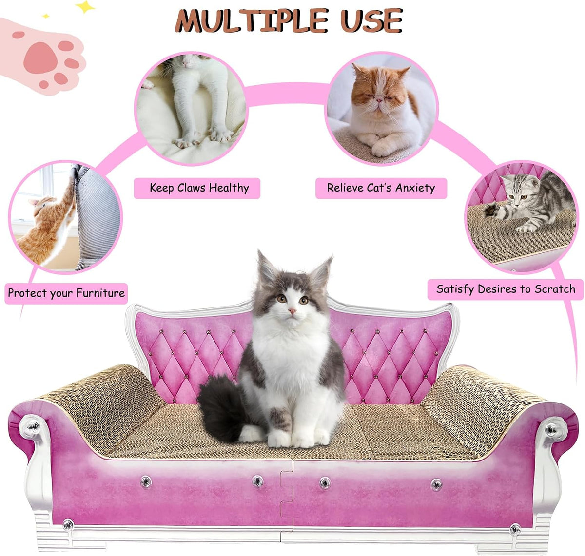 Luxury Cardboard Cat Scratcher Sofa Bed - Pink Sofa - image 4