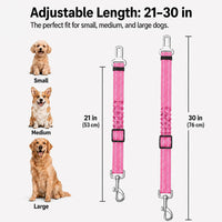 Dog Seat Belt 2Pcs, Retractable Pet Car Harness - Pink - image 4