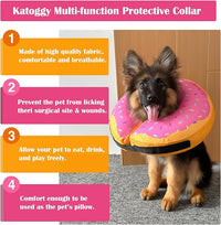 Katoggy Inflatable Dog Cone Collar for Dogs & Cats - Soft, Adjustable Blow-up Donut E-Collar for Small, Medium & Large Pets