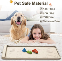 Dog Food Mat 36"x24" - Silicone Dog Mat for Food and Water Large Pet Feeding Mats with Residue - Sand / 36"L x 24"W - image 3