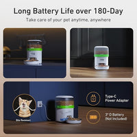 Automatic Cat Feeder - 2L Cat Food Dispenser, Timed Auto Pet Feeder with 180-day Battery Life, 1-6 Meals Per Day, 1-16 Portion, Desiccant Bag Keeps Dry Food Fresh, Also for Small Dogs