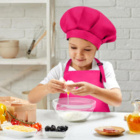 Kids Apron and Chef Hat Set Adjustable Child Art Aprons with 2 - K-rose Red / Large - image 4