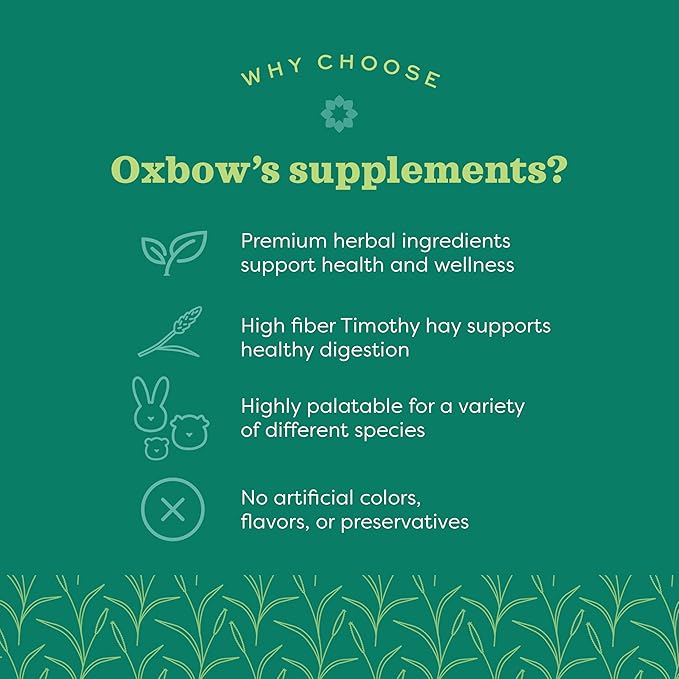 Oxbow Animal Health Natural Science Multi-Vitamin, High Fiber Supplement for Rabbit & Guinea Pig, Made with Timothy Hay, Multi-Pet Households, Omega 3 & 6 Fatty Acids, Made in USA, 4.2 oz Bag