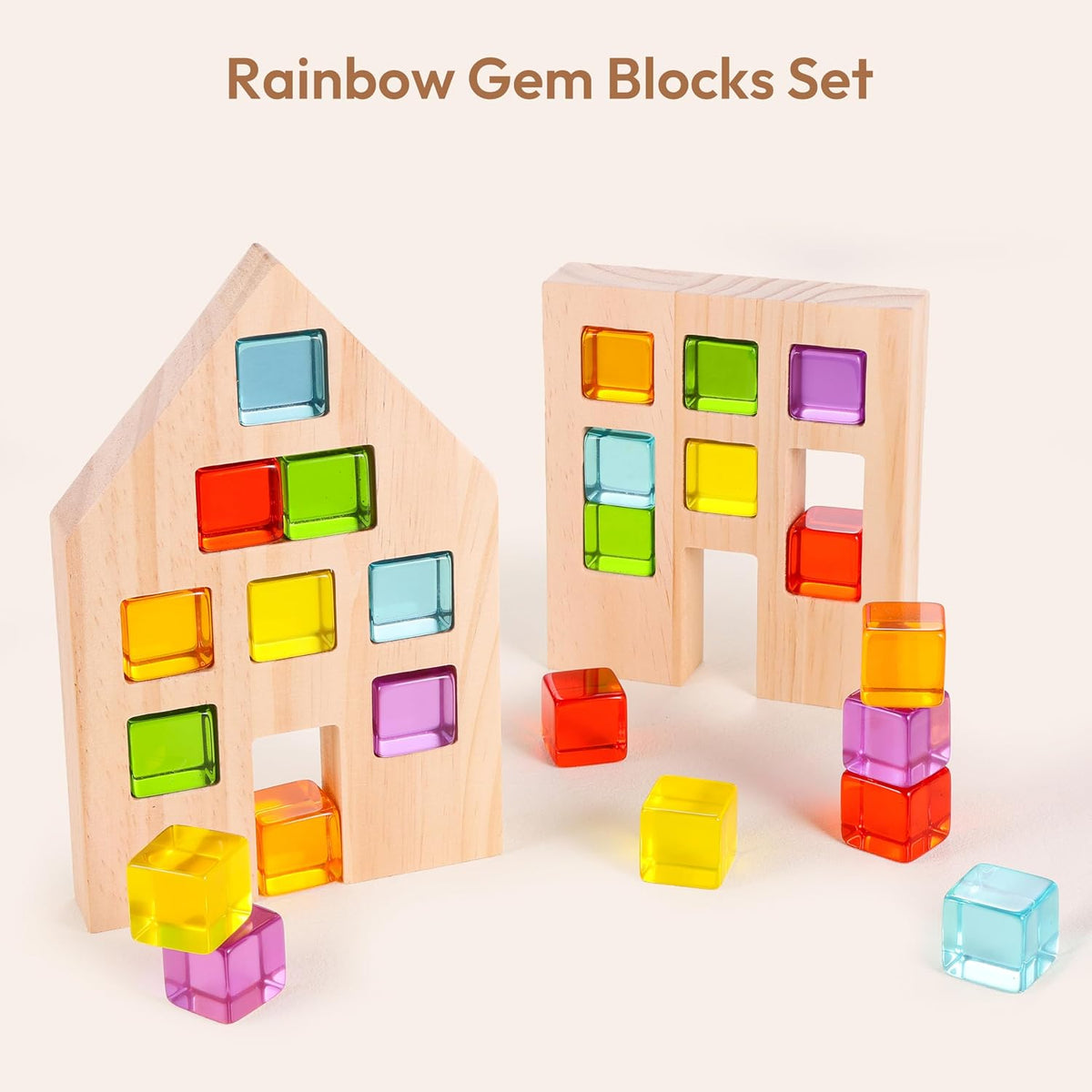 Woodtoe 24 PCS Rainbow Blocks Set - 24 PCS Rainbow Blocks Set - image 2