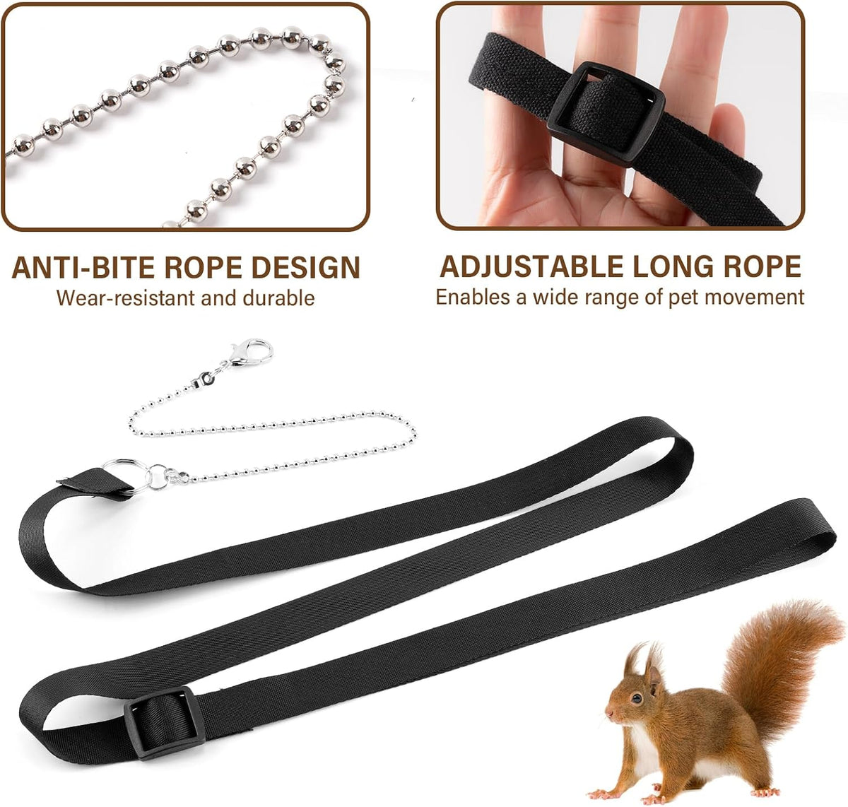 3Pcs Rat Harness and Leash - Black - image 3