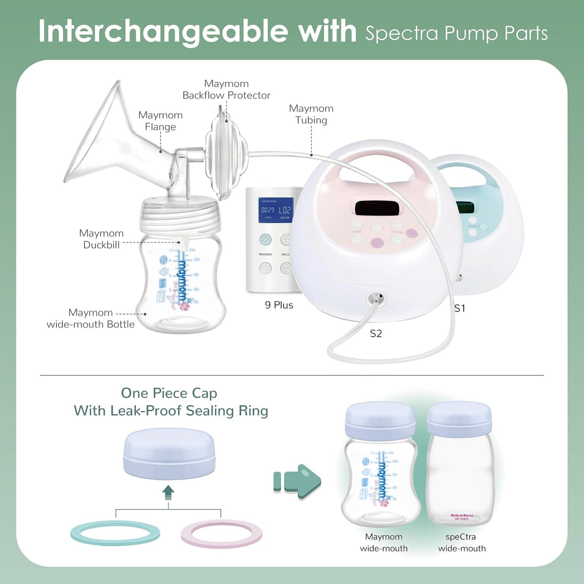 Maymom Pump Parts Compatible with Spectra S1 S2 9 Plus Breastpump - 18mm Flange - image 3