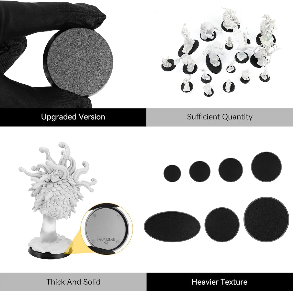 FIGURESLAB 100 black textured plastic miniature bases in 7 sizes - view 12