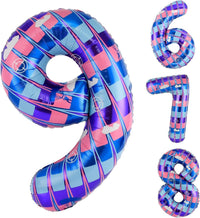 40 Inch Vibrant Spider-Themed Number Foil Balloons - Blue + Purple Tones / 9