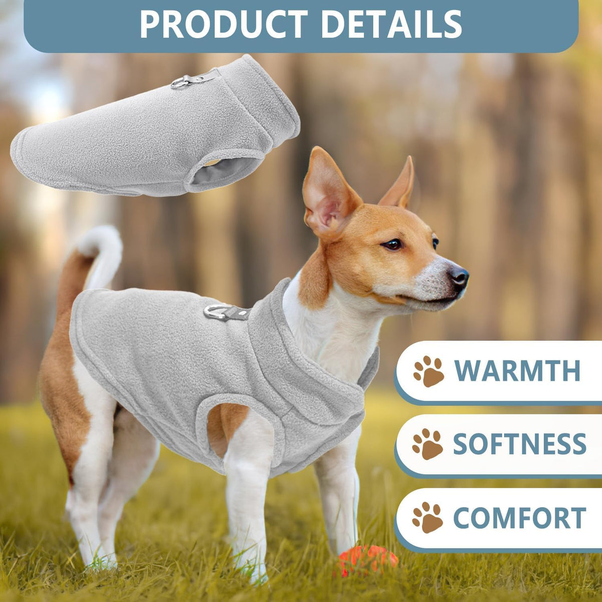 2 Pieces Fleece Dog Sweater Vest Winter Warm Dog Clothes for Small - cyan blue,grey / XX-Large(27-36lbs) - image 4