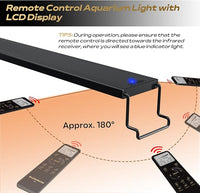 GLOWRIUM LED Aquarium Light with Remote, Full Spectrum Fish Tank Light with Auto Timer, IP67 Waterproof Freshwater Planted Tank Light, Dimmable RGB+W+Moon LEDs with High Performance (23W 30-35inch)