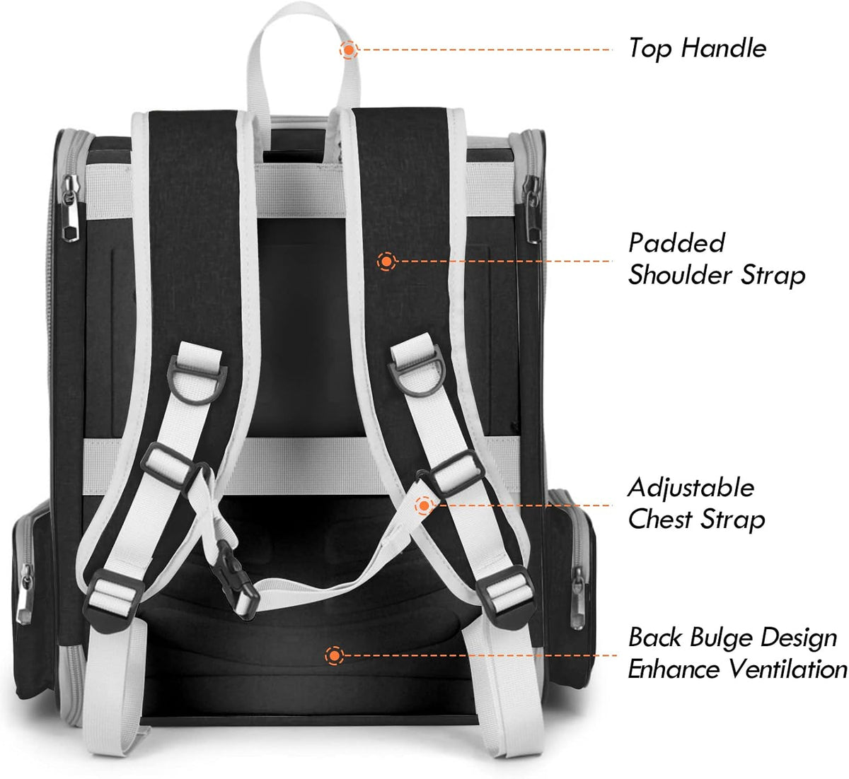Cat Backpack Carrier, Small Dog Carrier Backpack with Fully Ventilated Mesh, Kitten Wand Feather - Black - image 3