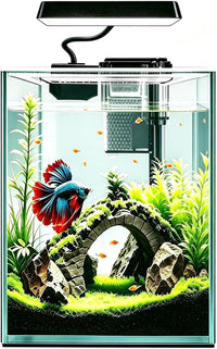 Ultra White Glass Betta Aquarium Starter Kits 1.5 Gallon Small Fish