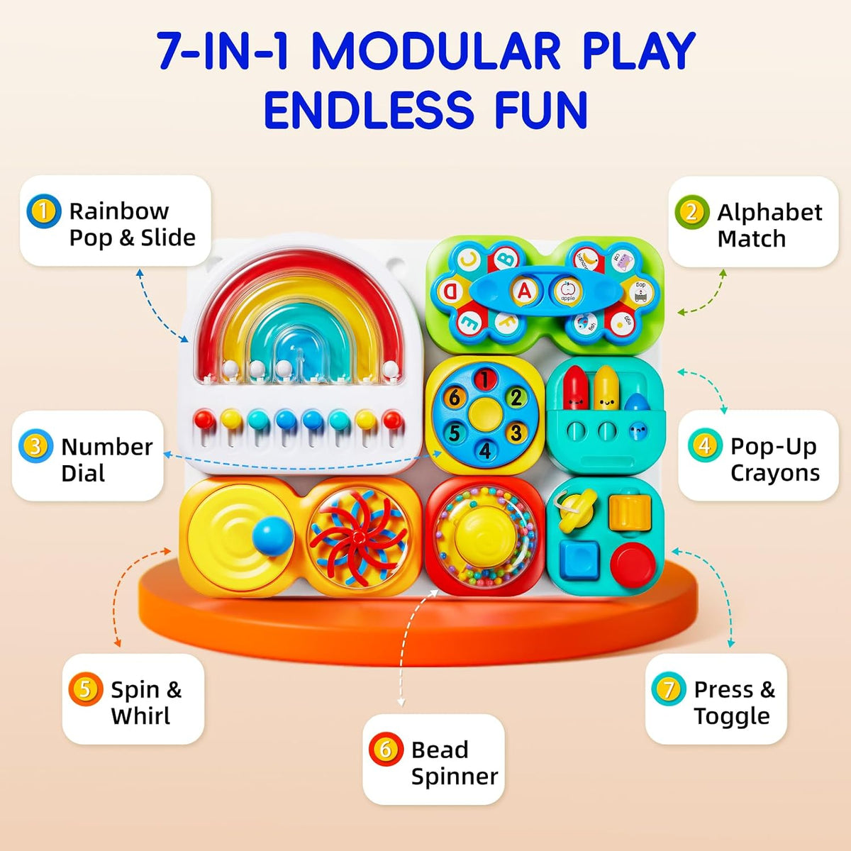 auby Busy Board 3.0 for toddlers with detachable colorful modules - view 3