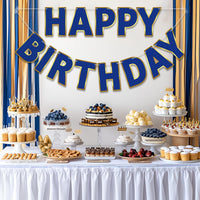 Pre-Strung Happy Birthday Banner - Navy Blue - image 4