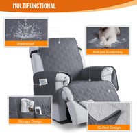 VANSOFY 100% Waterproof Recliner Chair Covers - Dark Gray / 20" - image 4